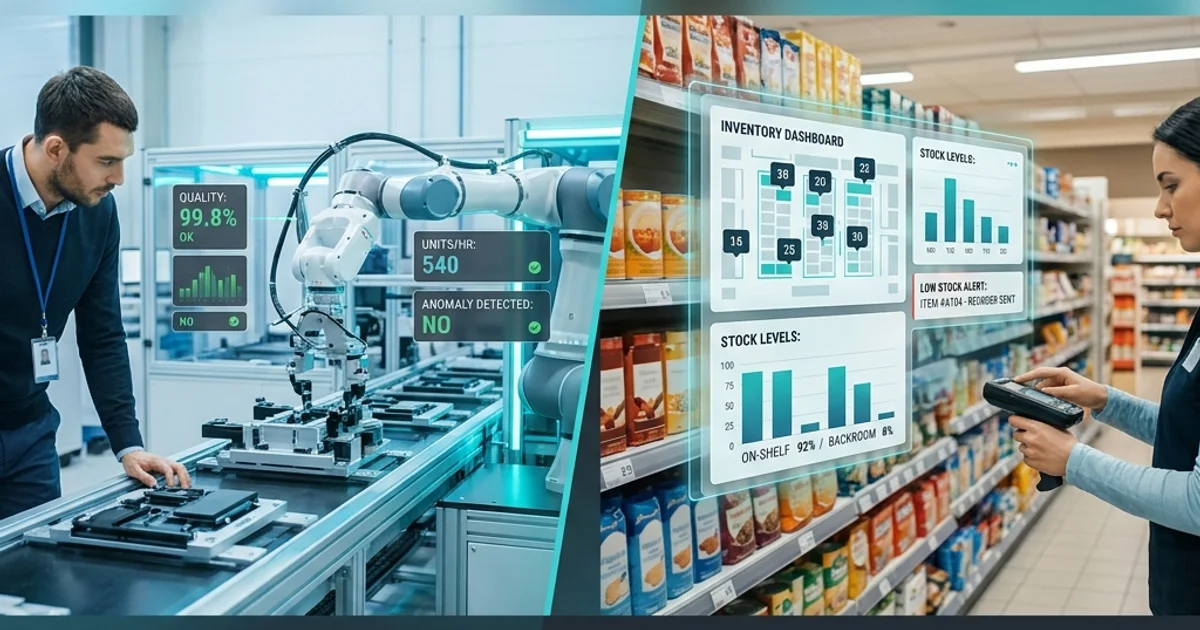 Factory and retail operations using automation for quality checks and inventory